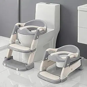 SereneLife 2-in-1 Potty Chair & Potty Training Seat with Step Stool Ladder - Height Adjustable Kids/Toddler Toilet Seat with Stable Anti-Slip Design, Cushioned Seat & Splash Guard For Boys Girls