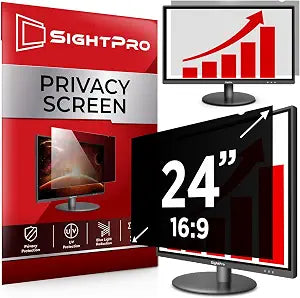 SightPro 24 Inch 16:9 Computer Privacy Screen Filter for Monitor - Privacy Shield and Anti-Glare Protector