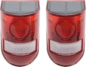 2Pack Solar Sound and Light Alarm Motion Sensor, 129db Outdoor Security Siren Waterproof Activated Detector Driveway Alarm, 6 LEDs Flash Warning Strobe System, Security Light Alarm for Home, Farm