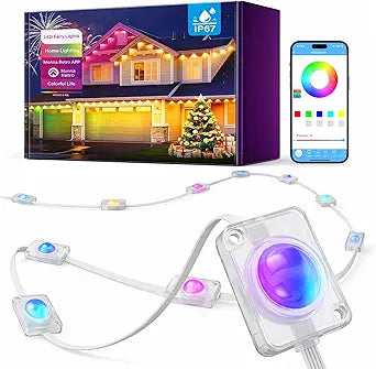 iMaihom Permanent Outdoor Lights, 100ft RGB Color Chasing String Lights with 16 Million Colors and 33 Scene Modes, App Control, IP67 Waterproof Smart Lights for House, Roofline, Patio, Backyard