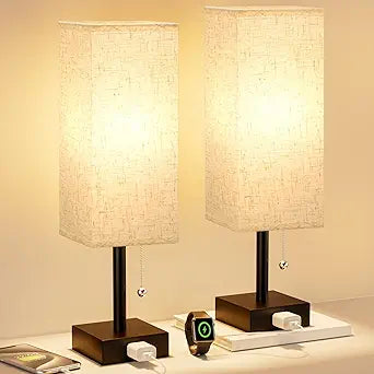 Fenmzee Bedside Lamp for Bedroom Set of 2 - Small Table Lamp for Nightstand