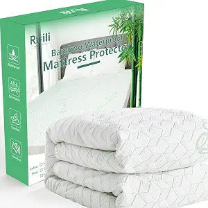 Queen Waterproof Mattress Protector Washable Mattress Padded Cover Rayon Bamboo Fitted Queen Size Bed Protection Noiseless Plastic Bed Pad Deep Pocket Up 18 Soft&Breathable