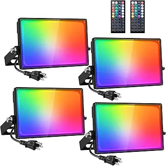 Onforu 30W LED Flood Light Outdoor with Remote, Color Changing RGBW Floodlight, 2700K Warm White IP66 Stage Lighting Indoor Uplights for Events, Uplighting for Party 4 Pack