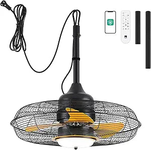Orison 21'' Outdoor Ceiling Fans with Lights, Wet Rated Gazebo Fan with Remote, Plug in Hanging Fan for Patio Waterproof, App Controll
