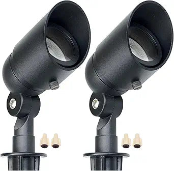 Lumina Lighting 5W Landscape lighting 12V Landscape Lights Low Voltage Landscape Spotlights Warm White Waterproof Outdoor Replaceable LED Bulb for Garden, Lawn, Porch, Patio and Yard (Black) (2-Pack)