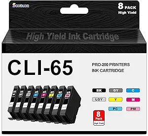 CLI-65 CLI65 Ink Cartridge Replacement for Canon PRO-200 Ink and CLI-65 Color Pack,Compatible with Cacon PRO-200 PRO-200S Professional Photographic Inkjet Printers