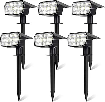 Sucolite 6-Pack Solar Spot Lights Outdoor Waterproof IP65, 3 Lighting Modes 2-in-1 Solar Landscape Spotlights for Yard, 59 LED Solar Powered Wall Lights for Garden Pathway Driveway Walkway, Cool White