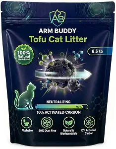 Tofu Cat Litter, 8.5LB  Activated Carbon Odor Control, Quick Clumping, Flushable, Ultra Absorbent, Plant-Based, Low Tracking, Multi-Cat, Septic-Safe
