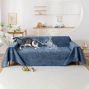 VClife Waterproof Dog Couch Cover Anti Slip Blue Sofa Cover, Durable Anti Pet Scratch Couch Covers for 2 Cushion Couch Sofa Washable Thick Sofa Slipcover Furniture Protector 71"X118"