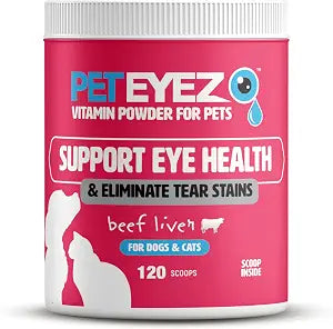 PetEyez Food Topper Tear Stain Powder for Dogs & Cats, 120 Scoops Beef Flavor