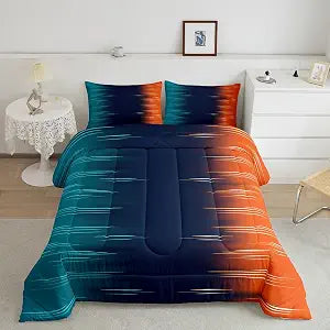 Erosebridal Contemporary Art Twin Comforter Set Blue Orange Bedding Sets