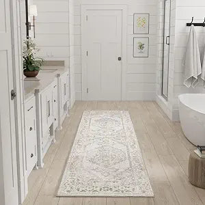 Nourison Home Astra Machine Washable Grey 2'2" x 8' Area Rug - Easy Clean, Non Shedding, Bed Room, Living Room, Dining Room, Kitchen (8' Runner)