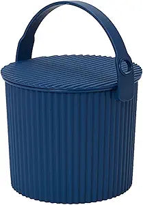 Hachiman Mini Bucket - 1.1 Gallon Heavy Duty Bucket with Lid and Handle - Hands-Free Filling - Easy to Stack and Store - Indoor Outdoor Use - 6.9" x 8.3" - Navy