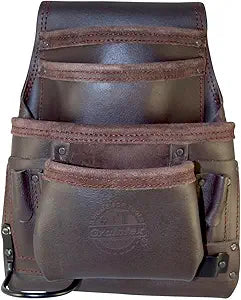 Graintex OS2220 10 Pocket Oil Tanned Leather Nail & Tool Pouch Dark Brown Color for Constructor/Electrician/Plumber