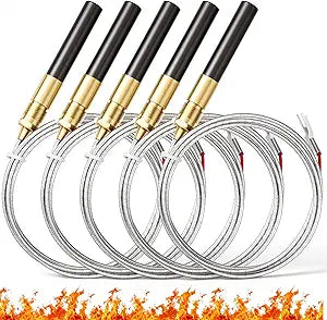 Kingdder 5 Pcs 36" Thermopile Generators 750 Millivolt Thermopile for Gas Fireplace Water Heaters Fryer Cluster Replacement Part