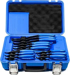 SMOTIVEPRO 12 Piece Versatile Retaining Snap Ring Pliers set,Heavy Duty Fixed Tip Combination Internal/External Snap-ring Pliers for 0.038in 0.047in 0.070in 0.090in