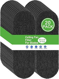 20 Pack Ceiling Fan Filters for Blades, Activated Carbon Fan Filter, Holds Dust/Pollen/Pet Dander, Universal Ceiling Air Filters-Improves Indoor Air Quality, Dust Catcher (20 Pcs)