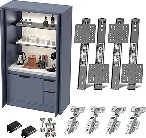 Cabinet Pocket Door Slide System Kit 16",4PCS Inset Sliding Hardware for Hidden Cabinet Doors, 45lbs Capacity, Space Saving Pocket Door Hardware for Kitchen, Pantry, Closet