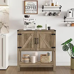 Mufico Sofa Table Console Table,Coffee Bar Cabinet,31.5 L x 13.8 D x 34.65 H Entryway Table with 2 Storage Cabinets,Farmhouse Foyer Table,Buffet Sideboard for Kitchen,Hallway (Rustic Brown)