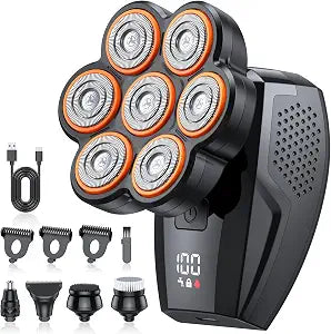Head Shavers for Bald Men, 7D Electric Razor 10000 RPM High-Speed Mens Head Shaver, LED Display & IPX7 Waterproof for Wet/Dry Use, Fast Rechargeable Shaving Grooming Kit(Black)