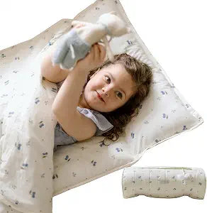 Oeko-TEX Certified Organic Toddler Nap Mat  100% Cotton Kids Washable Sleeping Mat & Detachable Pillow  Sleeping Bag with Soft 1.5 Pad  Ideal Nap Mat for Daycare, Preschool, & Sleepovers
