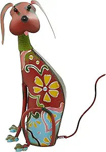 Deco 79 Metal Dog Decorative Garden Sculpture Indoor Outdoor Garden Statue with Floral Pattern, Outdoor Sculpture 7" x 11" x 17", Multi Colored