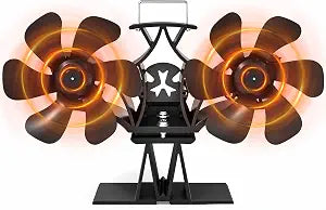 Wood Stove Fan Heat Powered, Dual Motor Fireplace Fan for Log Burning Stove