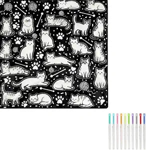 DIY Coloring Blanket,Personalized Custom Throw Blanket for Adults, 50x60 Inch No-Sew Fleece & Soft Velvet, Unique Creative Gift (Cat Element)