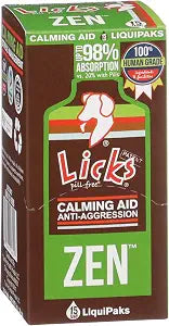 Licks Zen Calming Aid - Calm Behavior & Stress Support for Dogs & Cats - L-Theanine, Chamomile, Ashwagandha & Tryptophan - Pill-Free Gel Packets - Chicken Flavor - 15 Packets