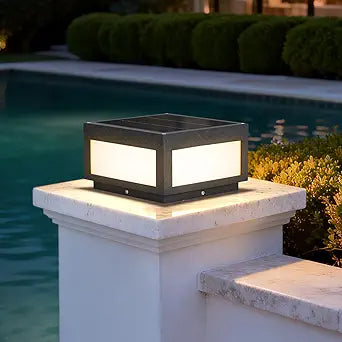 Solar Post Lights Outdoor, 9.84" Solar Pillar Lights Outdoor, IP54 Waterproof Column Light Outside with E26 Bulb, 3000K LED Post Lamp Dusk to Dawn, Modern Pillar Light for Patio Garden