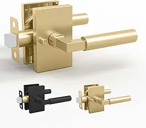 Mega Handles Camden Privacy Door Handle - 1 Pack Interior Reversible Gold Door Handle, Heavy Duty Bed & Bath Door Handles with Privacy Door Lock, Fits All Standard Doors - Satin Brass