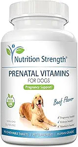 Prenatal Vitamins for Dogs to Support Development of Healthy Puppies, Promote Milk Production, with Folic Acid, Iron, Zinc, Iodine, B Vitamins for Pregnant Dogs, 90 Chewable Tablets