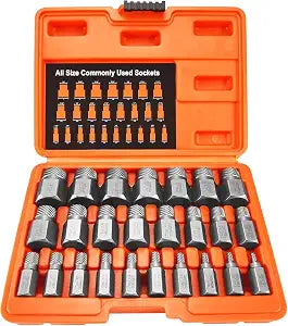 XEWEA 25Pcs Screw Bolt Extractor Set, Multi-Spline Easy Out Kit
