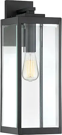 Quoizel Westover 20" Outdoor Wall Sconce, 1-Light Earth Black with Clear Beveled Glass, E26 Base, Wet Rated