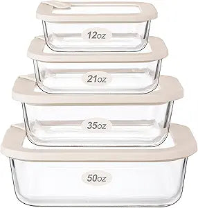 Urban Green Glass Food Storage Containers with Glass Lids, Microwave Safe Food Container Set, Aitight Meal Prep Container Set, LeakProof, 100% Plastic Free, 4 Pack