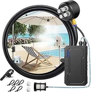Portable Misting System with Water Pump, 6000mAh Outdoor Misters for Outside Patio, Magnetic Water Cooling Fan Misters Set for Patio, Industrial Fan, Canopy, Sports, Greenhouse, Beach, Dugout, Camping