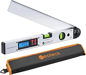 Neoteck 16 inch Digital Angle Finder 225 Aluminum Protractor, LCD Backlight, Bubble Level 0.5 Accuracy, Data Hold & Locking Knob, Auto Shutdown, Portable Bag, for Woodworking & Construction