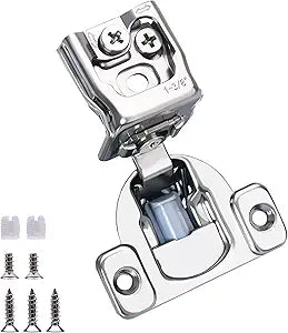 50 Pack 25 Pair 1-3/8 inch Overlay Self Slow Closing Door Hinges - Face Frame Cabinet Concealed Hinges with Built-in Damper, 3 Way Adjustability