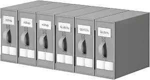 DIMJ Bed Sheet Organizers and Storage 6 Pack - Foldable Sheet Holder, Linen Closet Organizer Box for Sheets Set, Bedding, Blankets, Towel (King & Queen Size), Grey