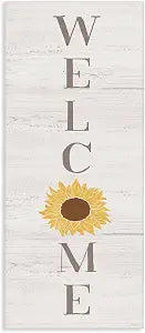Rustic Sunflower Welcome Sign, 17 x 40 Inch Canvas Wall Art