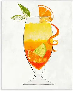 Summer Cocktail Citrus, 11 x 14 Inch Mounted Print on Wall Plaque