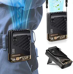 2026 Portable Waist Fan, Clip-On Personal Cooling Fan, LED Display, 10000RPM, 5 Speed, 40H Runtime, Rechargeable Under Shirt/Handheld/Neck Strap Fans for Outdoor, Travel, Hiking, Black & Brown