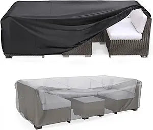 Patio Furniture Set Cover Waterproof, Mrrihand Outdoor Sectional Sofa Set Cover Heavy Duty 600D Table and Chair Set Cover 137.7" L 86" W 28" H