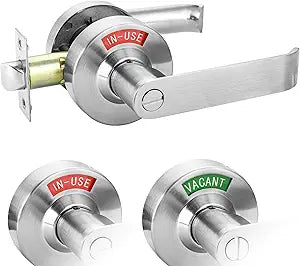 Malimali Commercial Door Handle with Occupied Sign, Bathroom Door Handle with Lock, Stainless Steel Privacy Door Handle Hardware Door Lever Lock for Restroom Public Washroom, Satin Chrome