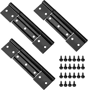 3Pack Black Screen Door Hinges 1/8 in Grooved Center for Most Screen Doors
