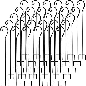 Yaocom 30 Pcs 48 Inch Outdoor Shepherds Hook Bulk Garden Hooks for Hanging Plants Lanterns Bird Feeders Solar Lights Hummingbird Feeder Stand Mason Jars Weddings Decor
