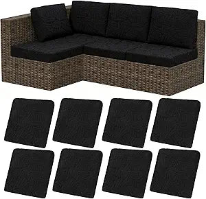 HEBE Stretch Patio Cushion Covers Set 8pcs,Waterproof Outdoor Couch Covers Replacement,Washable Reusable Seat Cushion Slipcovers for Patio Furniture Protector,Chair Cushion Cover