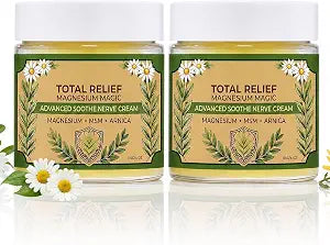 2Pack Total Relief Magnesium Cream with Magnesium MSM Arnica, Total Relief Soothing Nerve Formula, Fast Absorbing, Non-Greasy Deep Calming Topical Lotion for Muscles, Joints