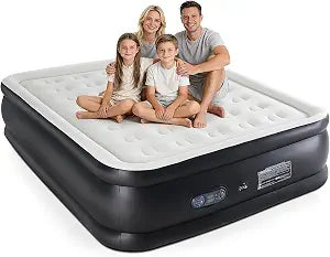 NEWBULIG Queen Air Mattress 18 Inch with Built-in High Capacity Pump, Inflatable Air Bed for Home, Camping & Guest, Portable Blow Up Mattress 660 lbs Weight Capacity, Double Height & Non-Slip Bottom