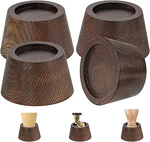 Bed Risers (Set of 4) Furniture Risers Lifts Height 2", Oak Solid Wooden Risers for Bed, Furniture Risers with Non-Slip Recessed Hole (Monolithic Wood, 4pcs-2" Hight-Walnut Color)